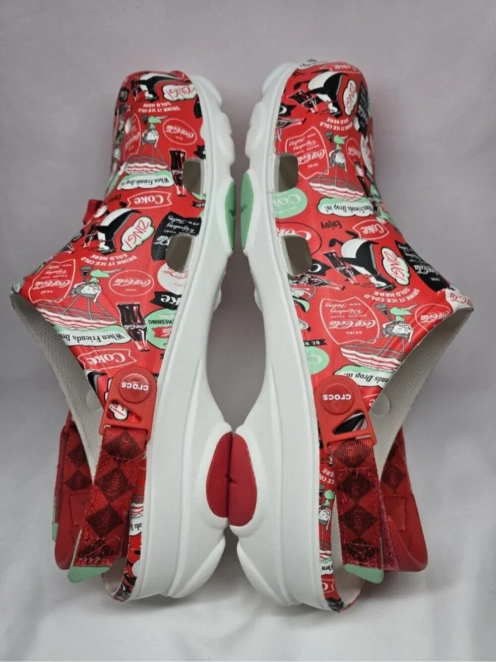 Crocs Mens COCA COLA ALL-TERRAIN CLOG White Red MENS SIZE 15- MISSING CHARMS